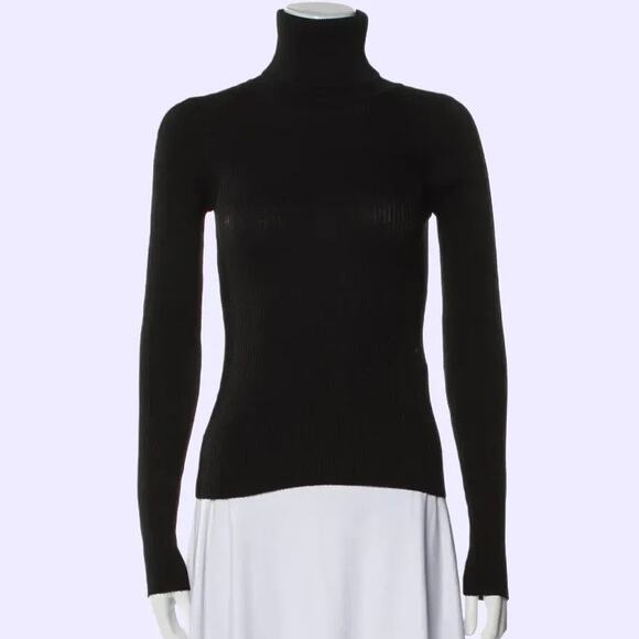 THE LINE BY K Black Ribbed Turtleneck Top w/ Tags - Picture 2 of 9